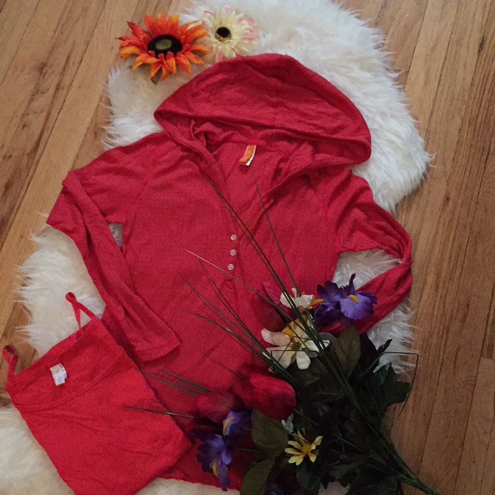 🌺LUCY Henley hooded top plus tank🌺
